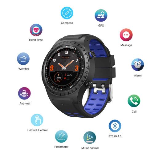  SMA-M1 GPS Sport Smart Watch Activity Tracker Fitness Watch for Men Heart Rate Monitor Watches Sleep Monitoring Smartwatch Gift for Father(Black)