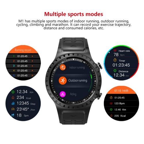  SMA-M1 GPS Sport Smart Watch Activity Tracker Fitness Watch for Men Heart Rate Monitor Watches Sleep Monitoring Smartwatch Gift for Father(Black)