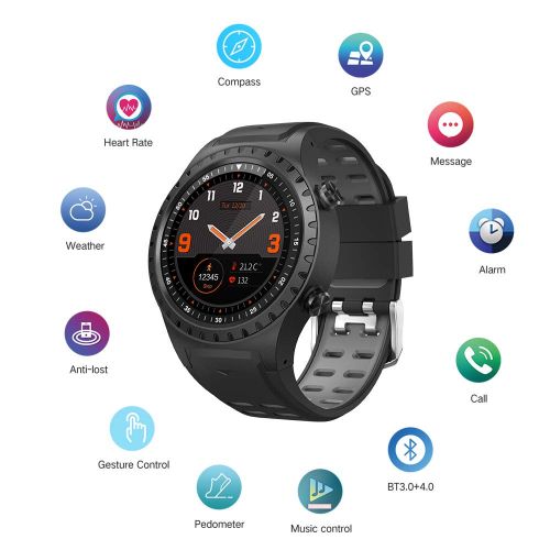  SMA-M1 GPS Sport Smart Watch Activity Tracker Fitness Watch for Men Heart Rate Monitor Watches Sleep Monitoring Smartwatch Gift for Father(Black)