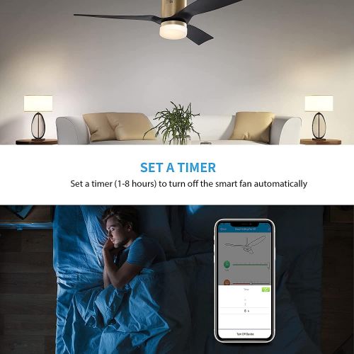  SMAAIR 52 Inch Smart Ceiling Fan with Lights, 10-speed DC Motor Ceiling Fan Works with Remote Control/Alexa/Google Home/Siri Shortcut, Dimmable LED Light (Black/Gold, New)