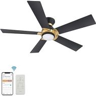 SMAAIR Smart Wifi LED Ceiling Fan in Damp Location Available, 52inch Plywood smart ceiling fan with Remote, App control with Timer and Schedule, Compatible with Alexa/Google Assistant/Sir