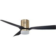 SMAAIR 52 Inch Smart Ceiling Fan with Lights and 10-speed DC Motor, Works with Remote Control/Alexa/Google Home/Siri, Dimmable LED Light (Gold/Black)