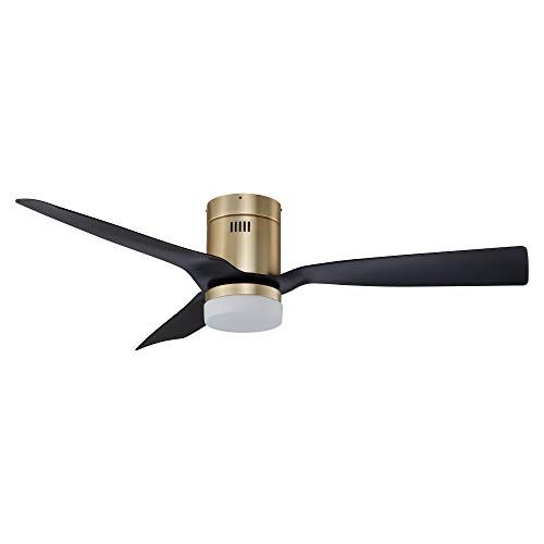  SMAAIR 52 Inch Smart Ceiling Fan with Lights and 10-speed DC Motor, Works with Remote Control/Alexa/Google Home/Siri, Dimmable LED Light (Gold/Black)