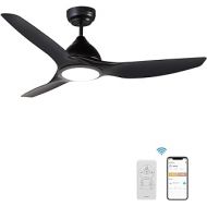 SMAAIR 52 inch Smart Ceiling Fan with Remote Control, Outdoor & Indoor Low Profile Modern Ceiling Fans with LED Light Kit, Dimmable & Timer with 10 Speeds, Works with WIFI/Alexa/Google Ho