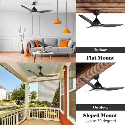  SMAAIR 52 inch Smart Ceiling Fan with Remote Control, Outdoor & Indoor Low Profile Modern Ceiling Fans with LED Light Kit, Dimmable & Timer with 10 Speeds, Works with WIFI/Alexa/Google Ho