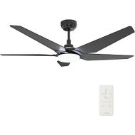 SMAAIR 5 Blades Outdoor Smart Ceiling Fan - with Dimmable Light Kit and 10-speed DC Motor, Works with Remote Control/Alexa/Google Home/Siri, Timer, Schedule (Black)