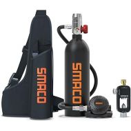 SMACO Scuba Tank Diving Gear for Diver 1L Mini Scuba Tank Oxygen Cylinder with 15-20 Minutes Underwater Breathing Portable Diving Tank Kit for Underwater Exploration Emergency Rescue Pony Bottle S400