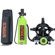 SMACO Mini Scuba Tank with Full Face Diving Mask,S400 Pro 1L Portable Mini Diving Tank Reusable Pony Bottle ?DOT Certified Tank with 15-20 Minutes Diving Cylinder for Underwater Exploration Rescue