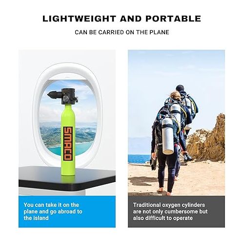  SMACO S300 Plus Mini Scuba Tank 0.5L Portable Mini Diving Tank Reusable Pony Bottle ?DOT Certified Tank with 5-10 Minutes Backup Diving Cylinder Kit with Pump for Underwater Exploration Rescue