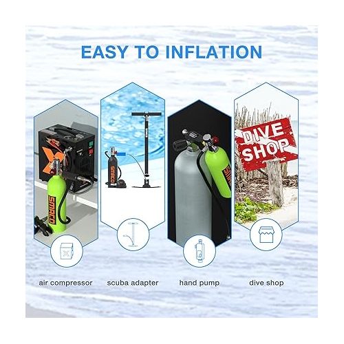  SMACO Mini Scuba Tank 1L for Shallow Water Diving Double Diving Kit Support 15-20 Minutes Underwater Breath Small Scuba Diving Tank Kit with Sub-Backpack for Underwater Entertainment/Diving Work