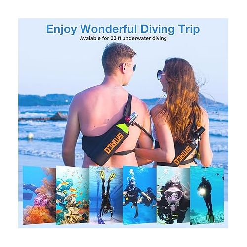  SMACO Mini Scuba Tank 1L for Shallow Water Diving Double Diving Kit Support 15-20 Minutes Underwater Breath Small Scuba Diving Tank Kit with Sub-Backpack for Underwater Entertainment/Diving Work