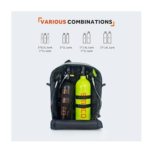  SMACO Scuba Diving Backpack with Detachable Small Bag Travel Backpack for Scuba Diving Dry Dive Bag Holds Mini Scuba Tanks, Diving Mask,Snorkel,Fins, and More