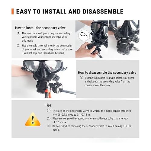 Full Face Diving Mask for Scuba Diving, 180° View Panoramic Dive Mask with Camera Mount, Anti-Fog & Anti-Leak Dive Mask Support for Scuba Diving, Compatiable with SMACO S400/400Pro/S700 Scuba Tanks