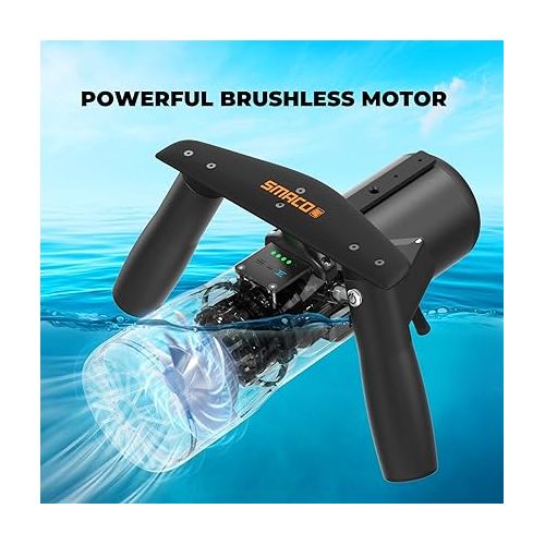  SMACO Underwater Scooter with 60 Minutes of Use Time, Portable Sea Scooter with Three Speed Adjustment with Action Camera Mount with Rechargeable Battery for Diving/Snorkeling in Pool/Sea/River