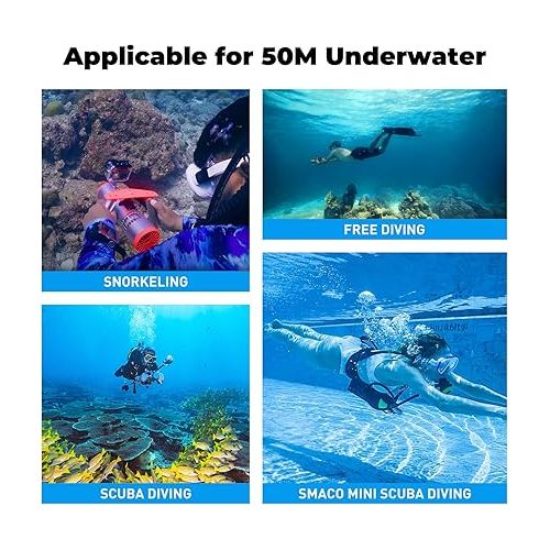  SMACO Underwater Scooter with 60 Minutes of Use Time, Portable Sea Scooter with Three Speed Adjustment with Action Camera Mount with Rechargeable Battery for Diving/Snorkeling in Pool/Sea/River