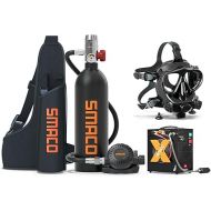 SMACO S400 Mini Scuba Tank with 1L Capacity Support 15-20 Minutes Underwater Breathing(No More Than 33 ft) Scuba Tank Detachable Diving Mask Package for Working Underwater/Filming Underwater