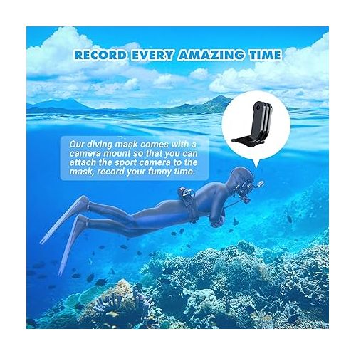  SMACO Full Face Diving Mask with Camera Mount, Full Face Scuba Mask for Adults Compatible with S400/S400 Plus/S400 Pro/S700 Scuba Diving Tank, Diving Mask Kit with Comfortable Breathing Design?Black