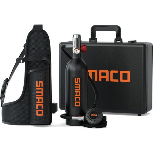  SMACO S400 1L Scuba Tank Mini Scuba Diving Tank?DOT Certified Tank with 15-20 Minutes Backup Scuba Tank Kit Diving Oxygen Underwater Breathing Device with Aluminum Hard Case