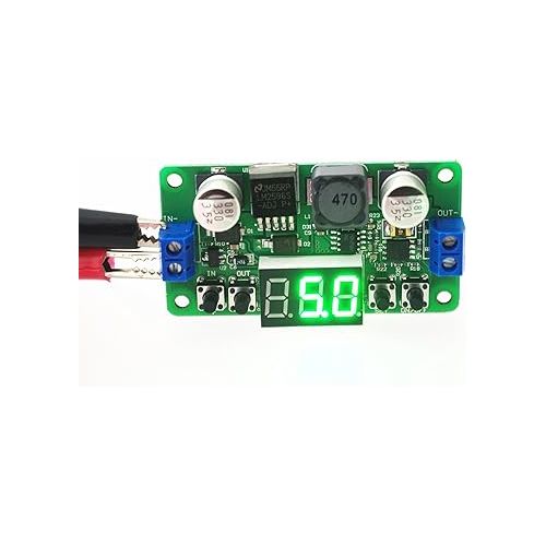  SMAKN LM2596 5-32.0V to 0-30.0V Adjustable DC Voltage Regulator Digital Converters Module (Green)