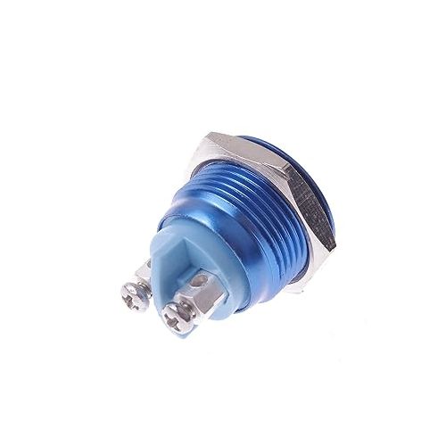  SMAKN 16mm Flush Mounted Momentary Spst Blue Stainless Steel Round Push Button Switch