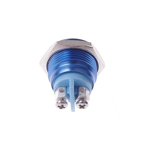  SMAKN 16mm Flush Mounted Momentary Spst Blue Stainless Steel Round Push Button Switch
