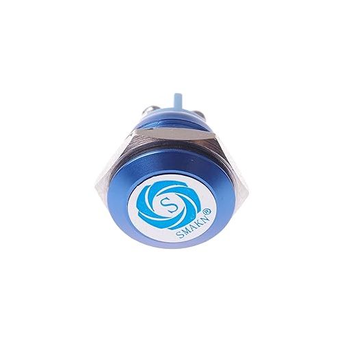  SMAKN 16mm Flush Mounted Momentary Spst Blue Stainless Steel Round Push Button Switch