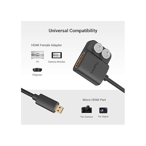  SMALLRIG Ultra Slim 4K Adapter Cable (D to A), Micro-Sized Ports Male to Full-Sized Ports Female, 4K@60HZ, for Sony A7R IV A7RIII A7III A7II A7RII / for Fujifilm X-T2 X-T3-3021