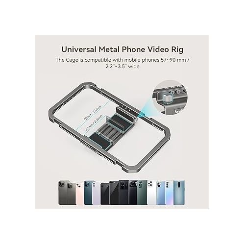  SmallRig Universal Phone Cage, Smartphone Video Rig Kit with Handles, Handheld Filmmaking Vlogging Case Stabilizer for Videomaker, for iPhone for SamSung for Pixel and Other Android Phones - 4121