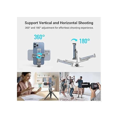  SmallRig Multifunctional Universal Cell Phone Mount Adapter, Phone Tripod Mount with Cold Shoe, Phone Holder for iPhone 15 14 13 12 11, Fits for Tripod Monopod Phone Cage Camera cage-3559