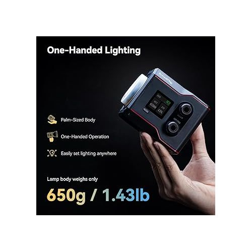  SmallRig RC 60B COB Video Light with Built-in 3400mAh Battery & Type-C PD Fast Charging, Handheld Bicolor LED Video Light for Shooting on The Move, Continuous Output Light with 9 Light Effects - 4376
