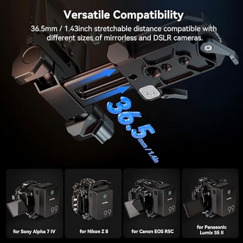  SmallRig V-Mount Battery Plate, V Lock Battery Mounting Plate with Double Quick Release Plate for Arca-Swiss, L-Shape Compact & Foldable V Mount Battery Plate for DSLR Camera, Gimbals & Tripod - 4064B