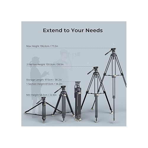  SmallRig AD-Pro8 FreeBlazer Counterbalance Carbon Fiber Video Tripod Kit, 77