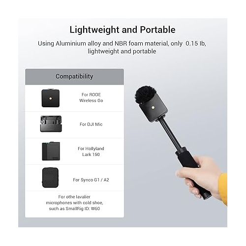  SMALLRIG Interview Microphone Handle, Stretchable Mic Handle for RODE Wireless Go, for DJI Mic, for Hollyland Lark 150, for Synco G1/A2 and Other Wireless Lavalier Microphones with Cold Shoe 3182