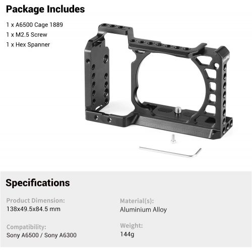  SMALLRIG Cage for Sony Alpha A6000 A6300 A6500/ILCE 6500 4K Digital Mirrorless Camera - 1889