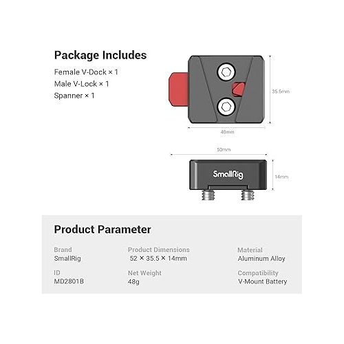  SmallRig Mini V-Lock Assembly Kit, V Mount Battery Plate, Quick Release Set with 1/4