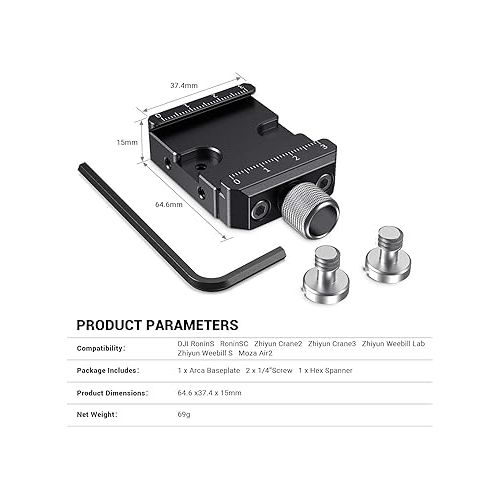  SmallRig DSLR and Mirrorless Quick Release Clamp for Arca-Type Standard for DJI Ronin S/SC, for ZHIYUN Crane Series Weebill S Gimbal - DBC2506