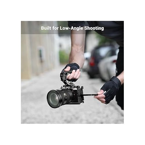  SmallRig Lightweight NATO Top Handle - Quick Release NATO Grip for DSLR Camera Cage - Universal Top Handle with 5 Cold Shoe Adapters and NATO Clamp (Lite) - 3766