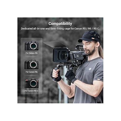  SmallRig R5 / R5 C / R6 Cage for Canon R5 R6 R5 C, Aluminum Alloy DSLR Rig Stabilizer with Cold Shoe, 1/4