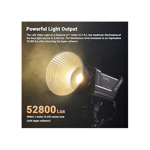  SmallRig RC120B 2-Pack LED Video Light Kit 52800Lux@1m 2700K-6500K Continuous Output Light with TLCI 96+ CRI 95+, 9 Lighting Effects, V-mount Battery Plate, App Control, Professional Studio light-4018