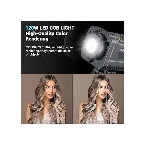  SmallRig RC120B 2-Pack LED Video Light Kit 52800Lux@1m 2700K-6500K Continuous Output Light with TLCI 96+ CRI 95+, 9 Lighting Effects, V-mount Battery Plate, App Control, Professional Studio light-4018