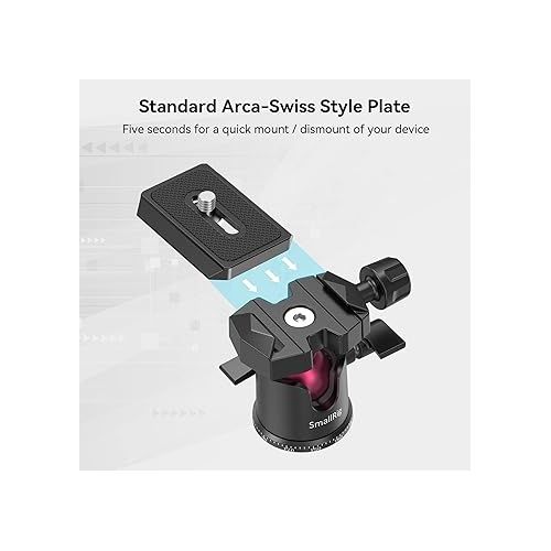  SmallRig Mini Tripod for Camera, Updated Desktop Tabletop Tripod with Arca-Type Compatible QR Plate, 360° Ball Head and 1/4 Screws Portable for Compact Cameras DSLRs, Phone, Gopro - BUT2664