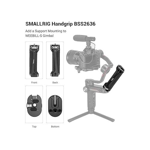  SmallRig Handle Grip Handgrip for Zhiyun-Tech WEEBILL-S Gimbal with Cold Shoe Mount Built-in Wrench, Multiple Threaded Holes - BSS2636C