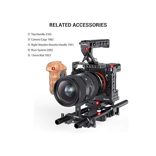  SMALLRIG 15mm Long Lens Support Bracket Height Adjustable for DSLR Camera Shoulder Rig (New) - 1087