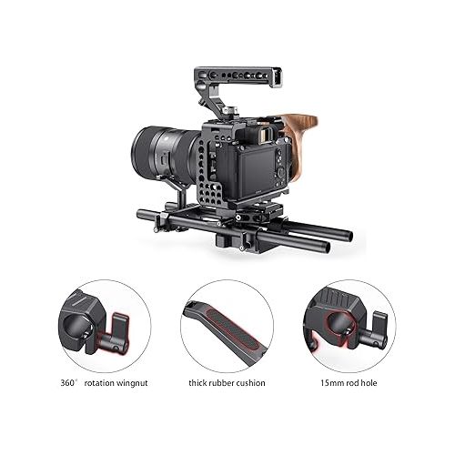  SMALLRIG 15mm Long Lens Support Bracket Height Adjustable for DSLR Camera Shoulder Rig (New) - 1087