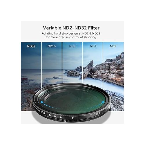  SmallRig 52mm Magnetic Variable ND Filter Kit, ND2-ND32 (1-5 Stops) VND Filter with M Mount Filter Adapter, No X Cross HD Optical Glass Neutral Density Filter Kit for Phone- 4386B