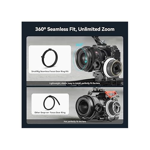  SmallRig Seamless Follow Focus Ring Set of 7, with AB Stop and Non-Slip Rubber, Standard M0.8 Focus Gear Ring, Compatible with SmallRig Follow Focus 3010B, 3850, 3781, 3918-4185