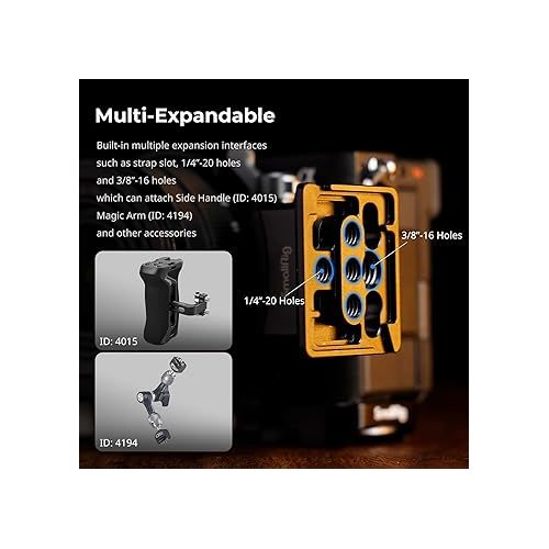  SMALLRIG Rotatable Collar Mount Plate for Sony Alpha 7C II/Alpha 7CR, One Click Horizontal-to-Vertical Mount Plate Kit with Built-in Quick-Release Plate for Arca/for Manfrotto RC2 Tripod - 4570