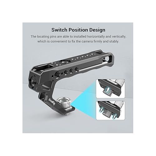  SMALLRIG Top Handle with Locating Holes for ARRI for Camera Cage, Ergonomic Design, with Anti-Off Designed Cold Shoe Adapter - 2165C