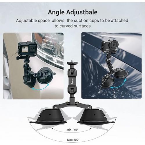  SmallRig Camera Suction Cup Mount, Mount for GoPro, on Car Window, Windshield, for Sony DSLR, Lightweight Camera, Vehicle Shooting,Vlogging, Mobile Phone, Action Camera with Action Camera Mount - 3566