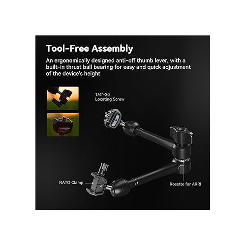  SmallRig x Mikevisuals Tracking POV Kit, Camera Shooting Bracket NATO Extendable Arm by 360° Extension Range 27.6-19.5in, for Couples' Photography/Tripod Mode, Max.Lord 3kg (one end) - MD4362